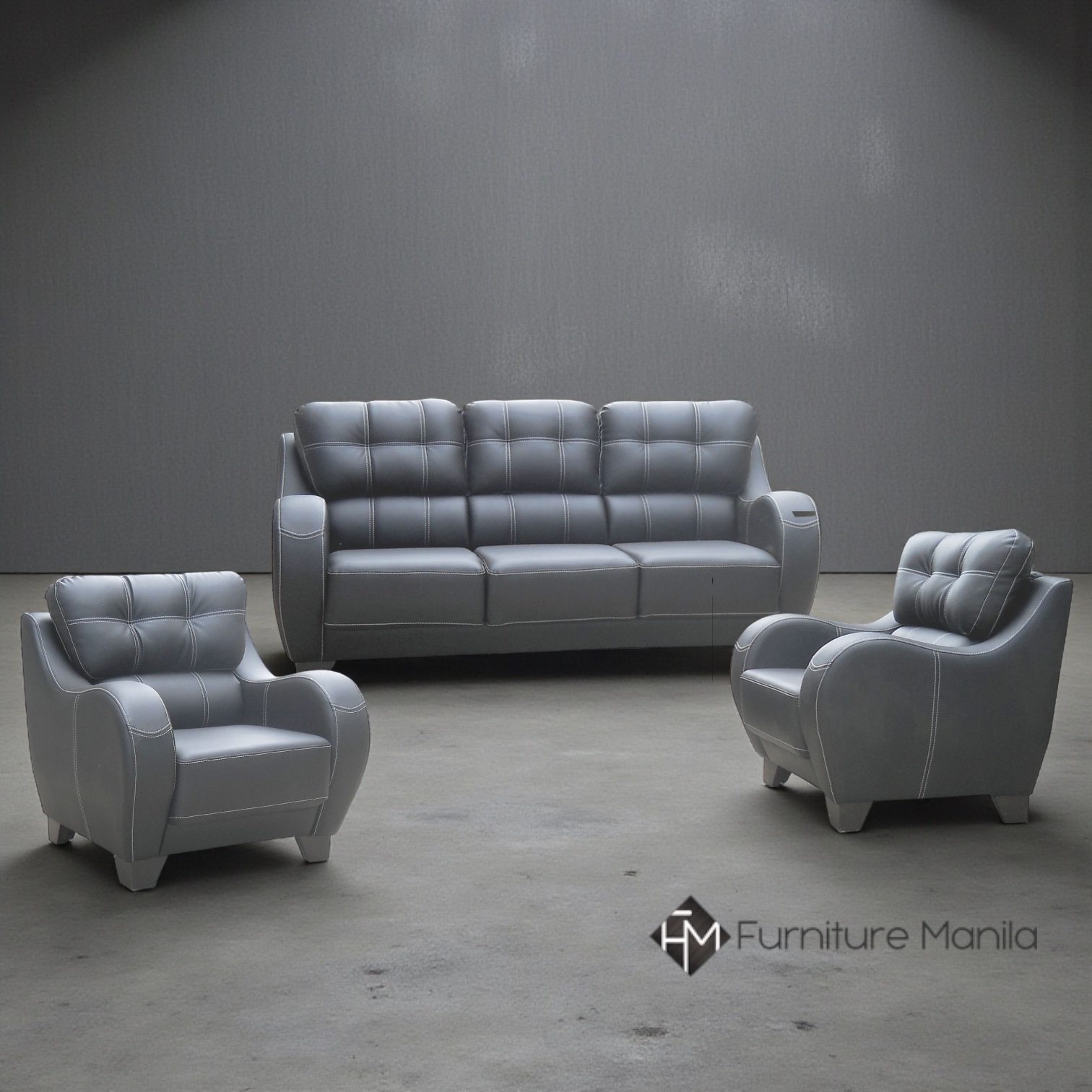 Cairo 3+1+1 Leatherette Sofa Set with Contrast Stitching