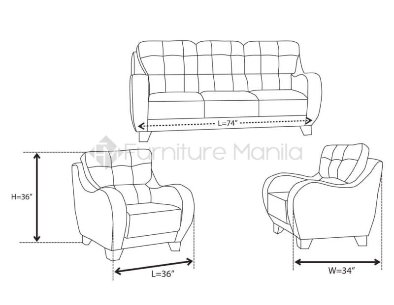 Alternative view of Cairo 3+1+1 Leatherette Sofa Set with Contrast Stitching