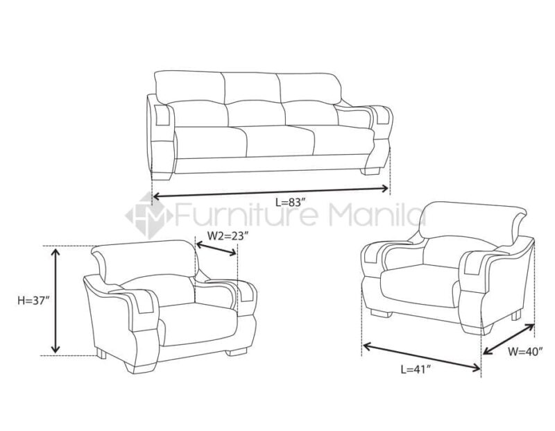 Alternative view of Crestwood 3+1+1 Leatherette Sofa Set with Wooden Arm Accents