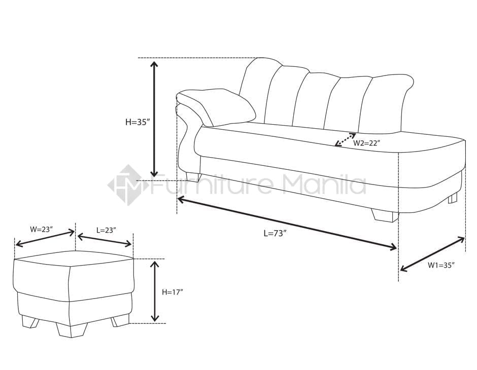 MHL009 ITALY LOUNGE SOFA WITH STOOL Furniture Manila
