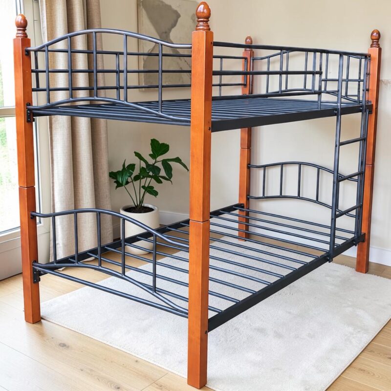 Merrick Metal & Wood Double Deck Bed – Single over Single
