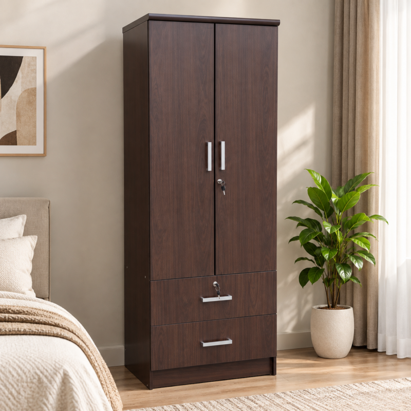 Javeren 2-Door Wardrobe with 2 Drawers – Wenge