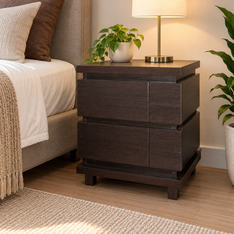 Sorell 2-Drawer Bedside Table – Wenge