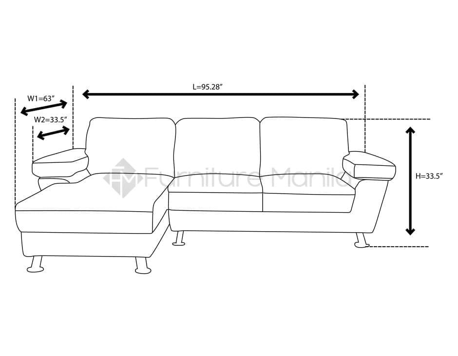 Denise L Shaped Sofa Furniture Manila, Minimum Size Of L Shape Sofa