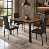 Tervanix 4-Seater Marble-Look Glass Dining Set – Brown & Black