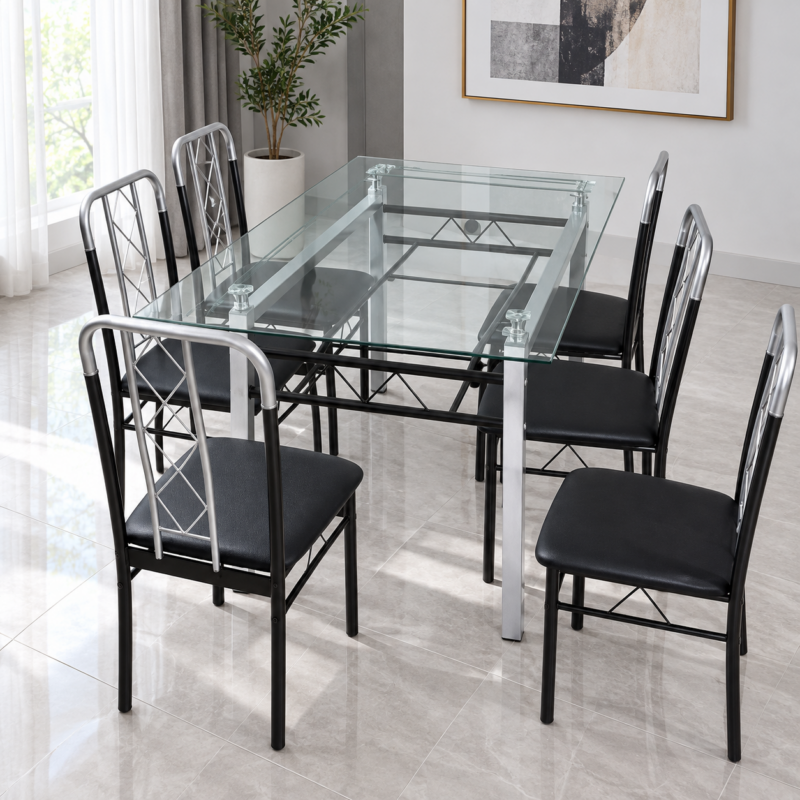 Trevaxis 6-Seater Glass Dining Set