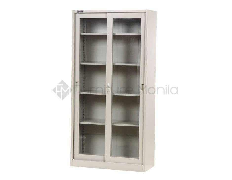 Jorvelle Sliding Glass Door Steel Office Cabinet – Beige - Image 2