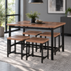 Roventrix 4-Seater Industrial Dining Set – Medium Brown & Black