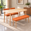 Rovellune 4-Seater Wooden Dining Set with Bench – Orange