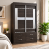 Fervayne Sliding-Door Wardrobe with 4 Drawers – Wenge