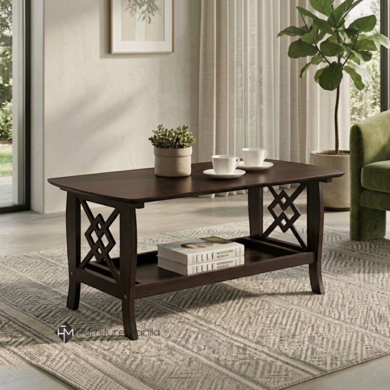 Juvane Wooden Coffee Table with Lower Shelf