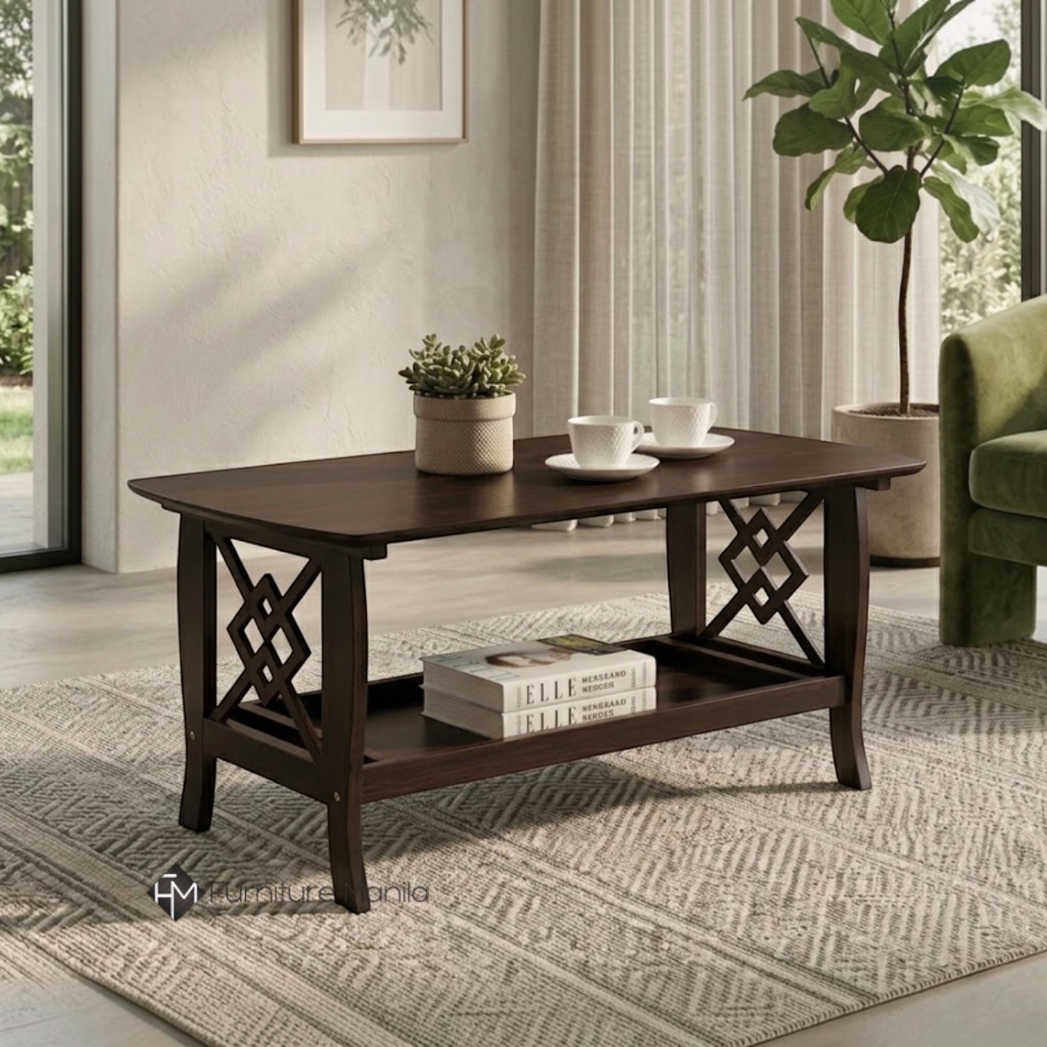 Juvane Wooden Coffee Table with Lower Shelf