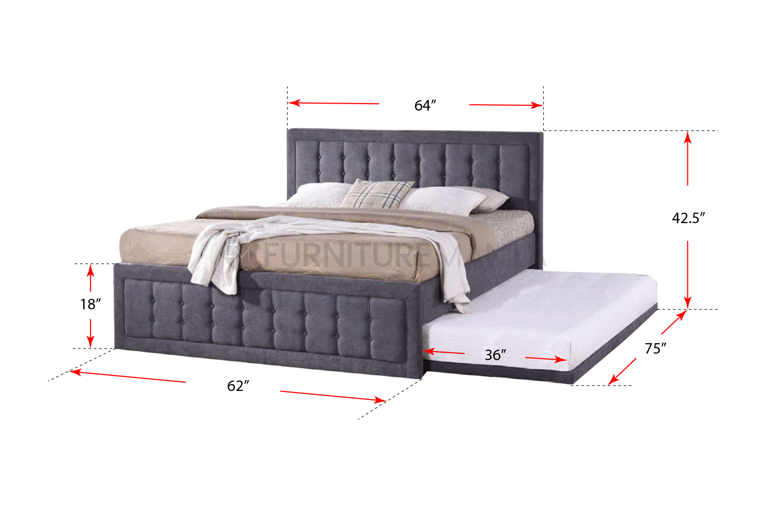 7809 BED WITH PULL OUT DIMENSIONS 