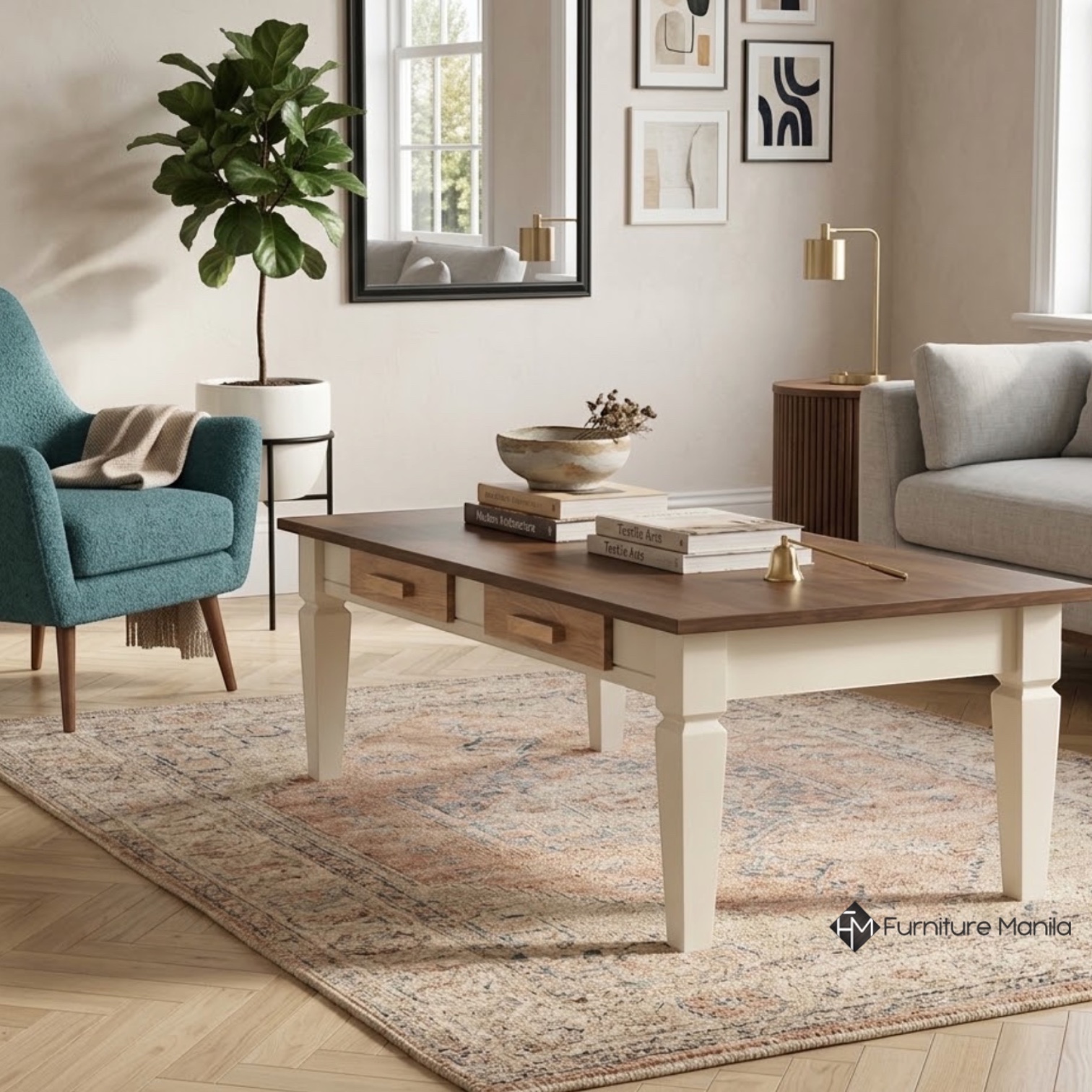 Dunleigh Two-Tone Coffee Table with 2 Drawers