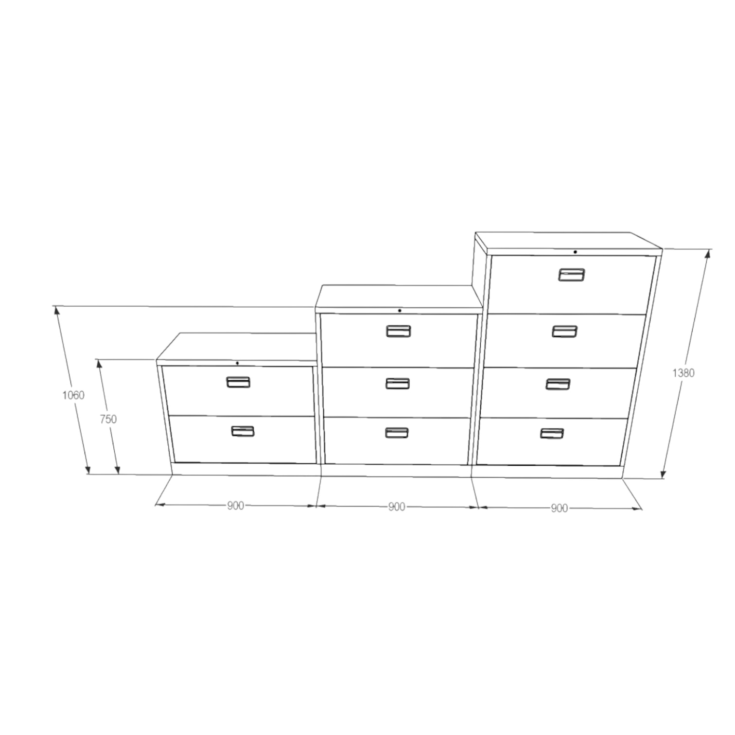 Fortis Vertical Filing Cabinet - 3 Layers - Image 4