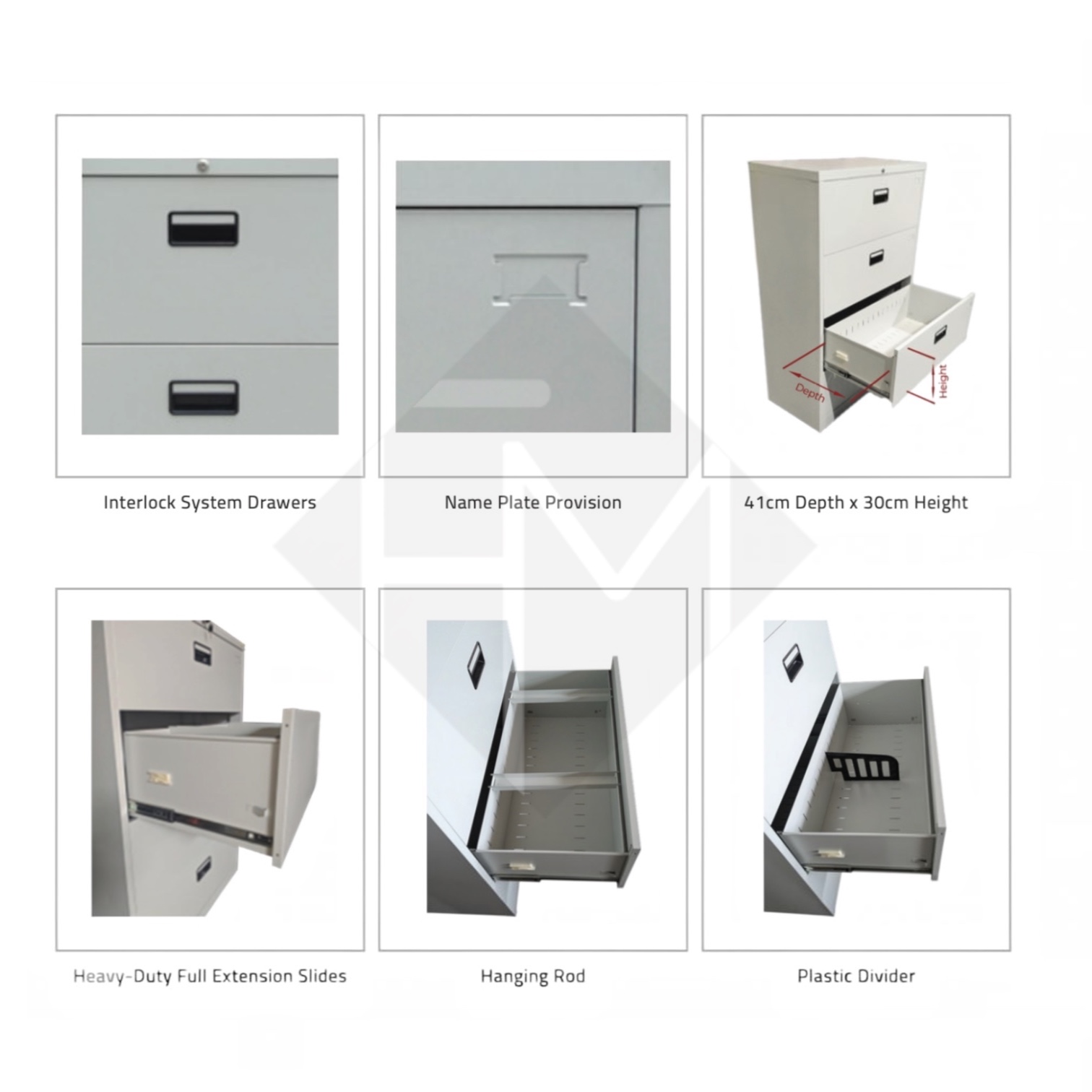 Fortis Vertical Filing Cabinet - 3 Layers - Image 3