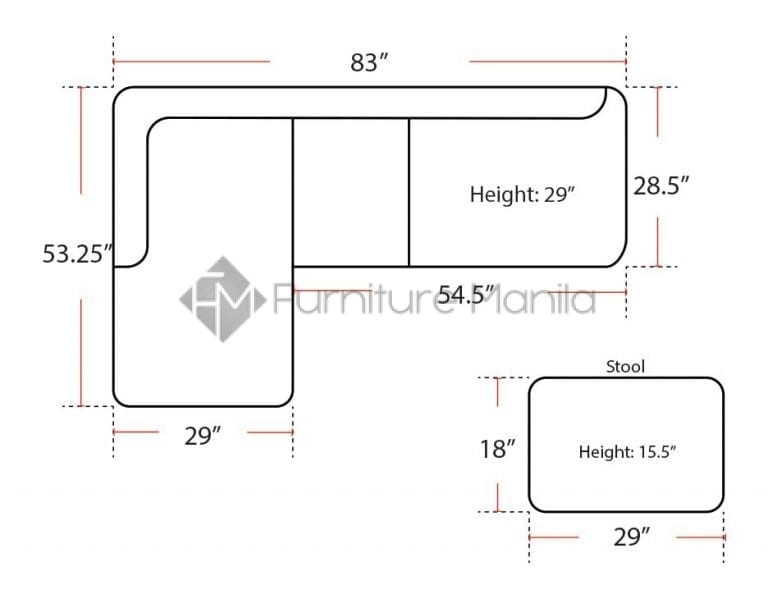 Manila Corner Sofa with Stool Furniture Manila