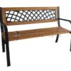 2090 Wood & Metal Garden Bench with Lattice Backrest