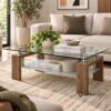 Haverton Glass Coffee Table with Lower Shelf