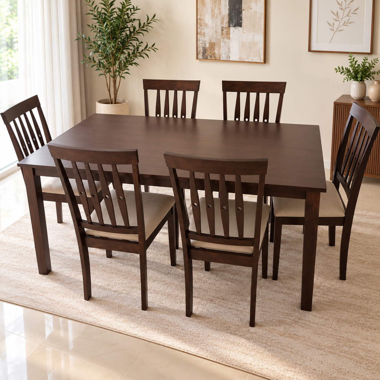 Pavrelis 4-Seater & 6-Seater Wenge Wooden Dining Set - Image 2