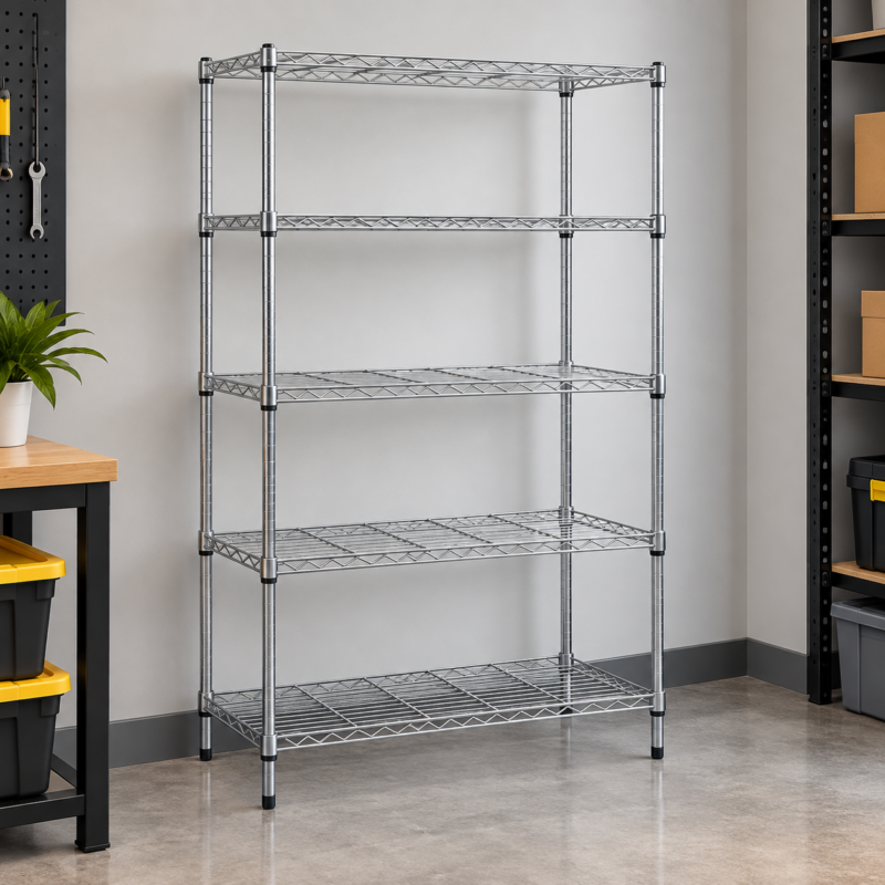 Hensworth 5-Tier Metal Wire Storage Rack – Silver