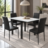 Avernique 4-Seater Extendable Glass Dining Set – White & Black