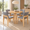 Sovellin 4-Seater Round Wooden Dining Set – Natural Oak & Gray
