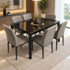 Aveltrix 6-Seater Black Tempered Glass Dining Set