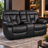 Henswick Dual Recliner Loveseat with Cup Holders – Black