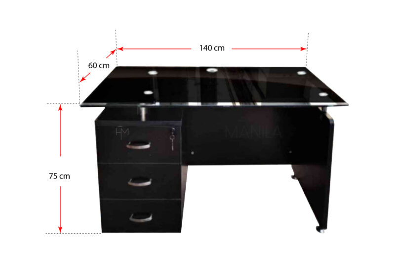 Alternative view of G740 Glass Top Office Table with Drawers