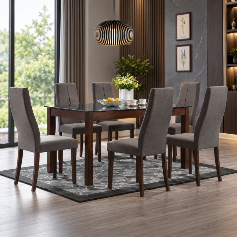 Haverelle 6-Seater Glass Top Dining Set