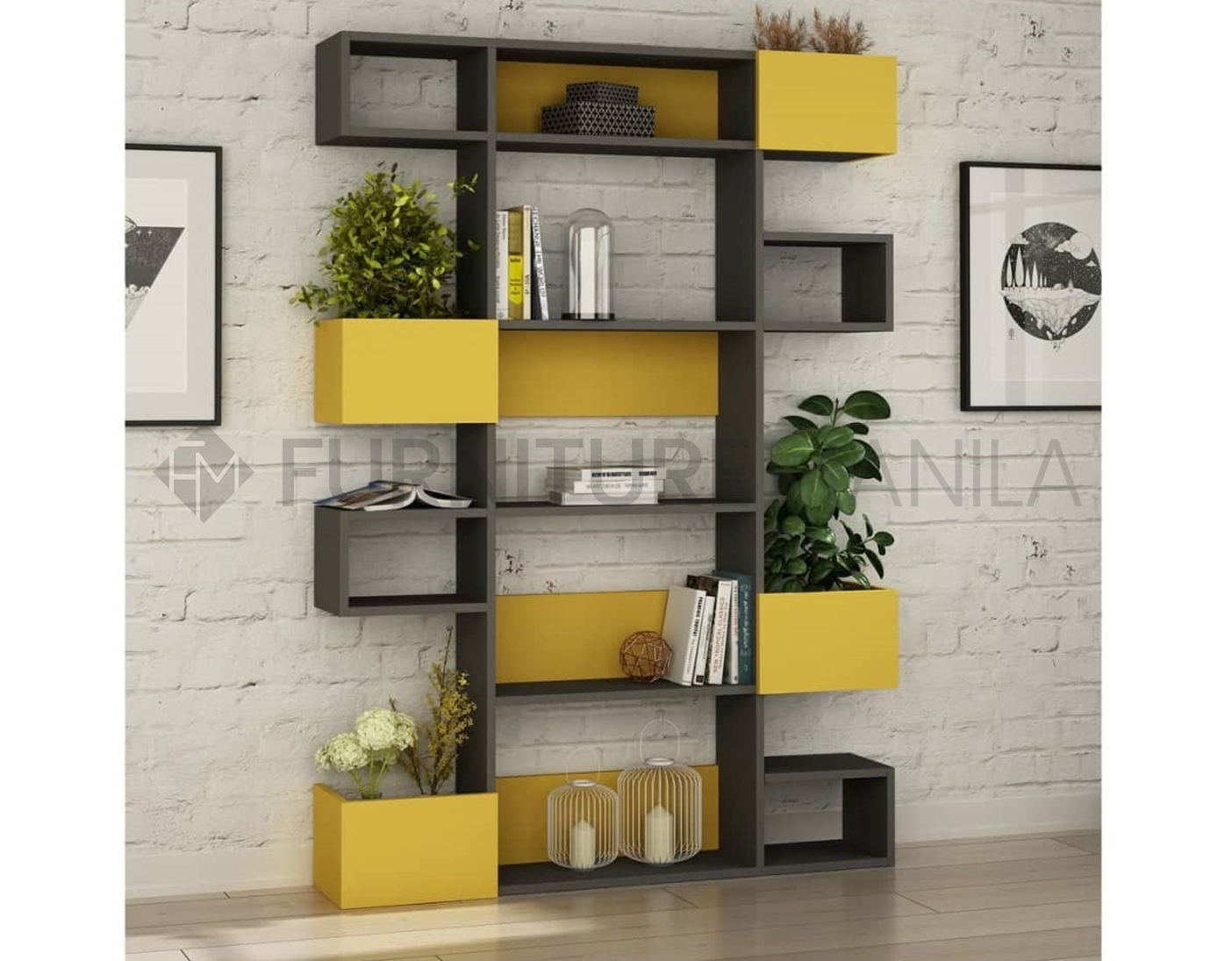 Honi Bookshelf Anthracite/Mustard Furniture Manila
