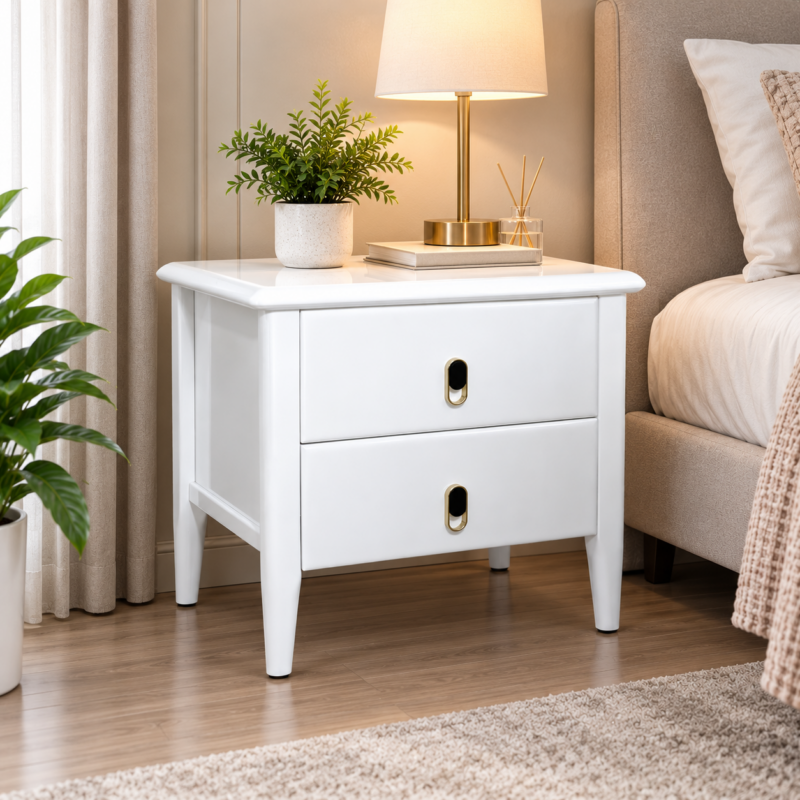 Maveren 2-Drawer Bedside Table – White