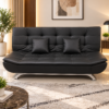 Paventra Convertible Leather Sofa Bed – Black