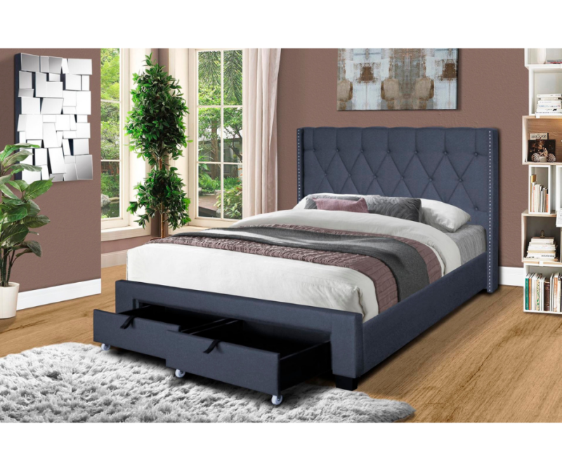 Hoss Upholstered Bed Frame with Drawer - Queen