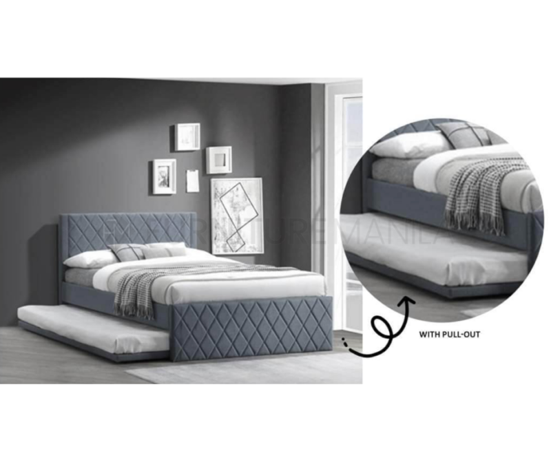 Alternative view of Davenley Upholstered Bed Frame with Pull-Out Trundle - Twin
