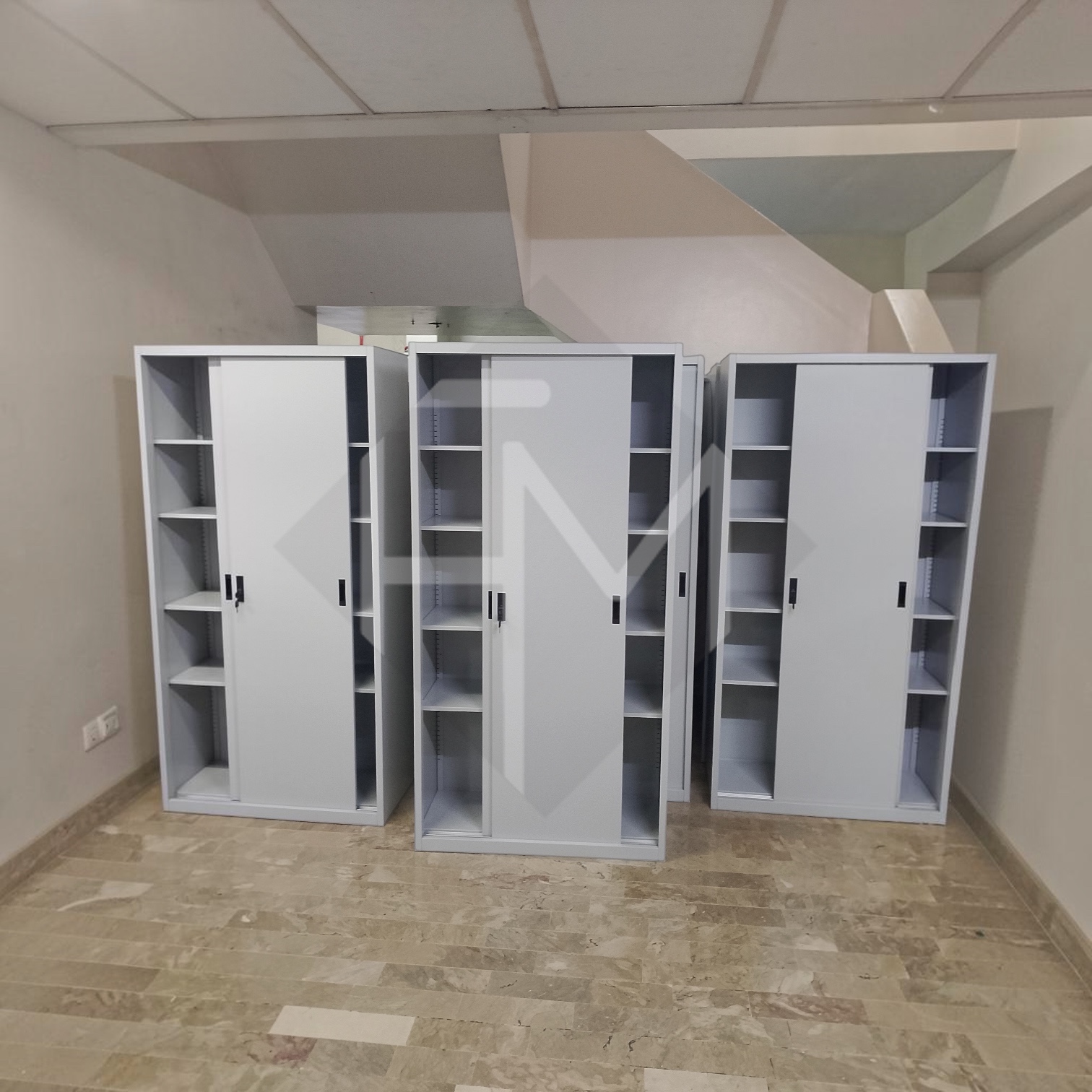 Mardelle Sliding Door Steel Office Cabinet – Light Gray - Image 5