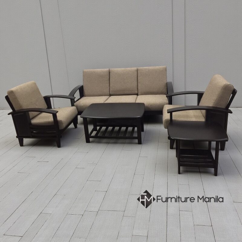 Alternative view of Arden Solid Wood 3-1-1 Sofa Set — Brown