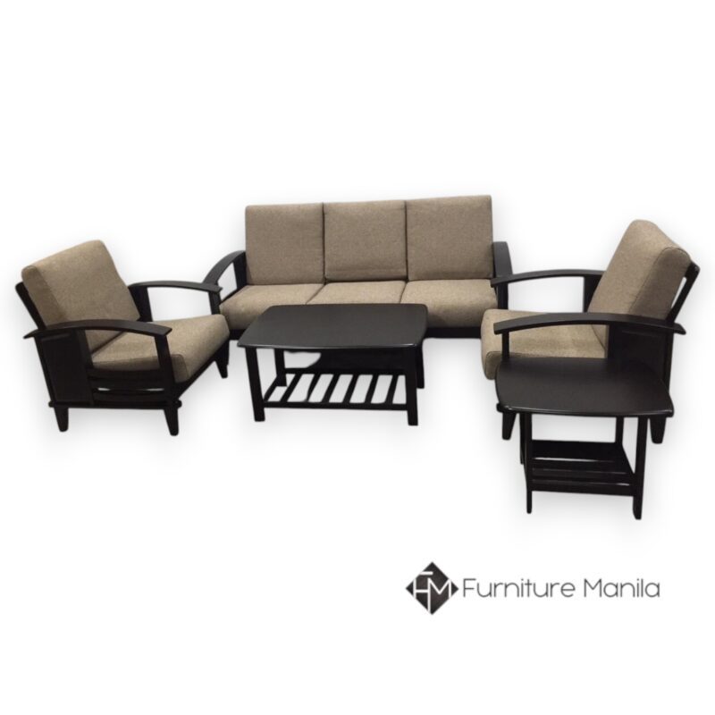 Arden Solid Wood 3-1-1 Sofa Set — Brown