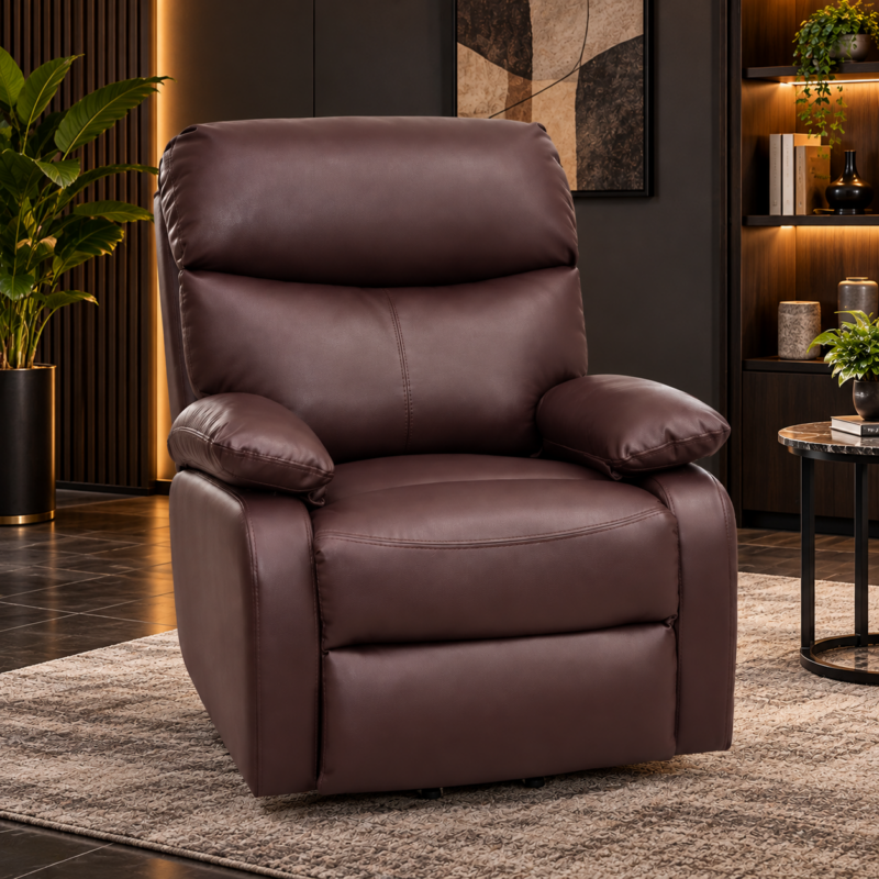 Duvano 360° Swivel Rocking Recliner Chair – Brown