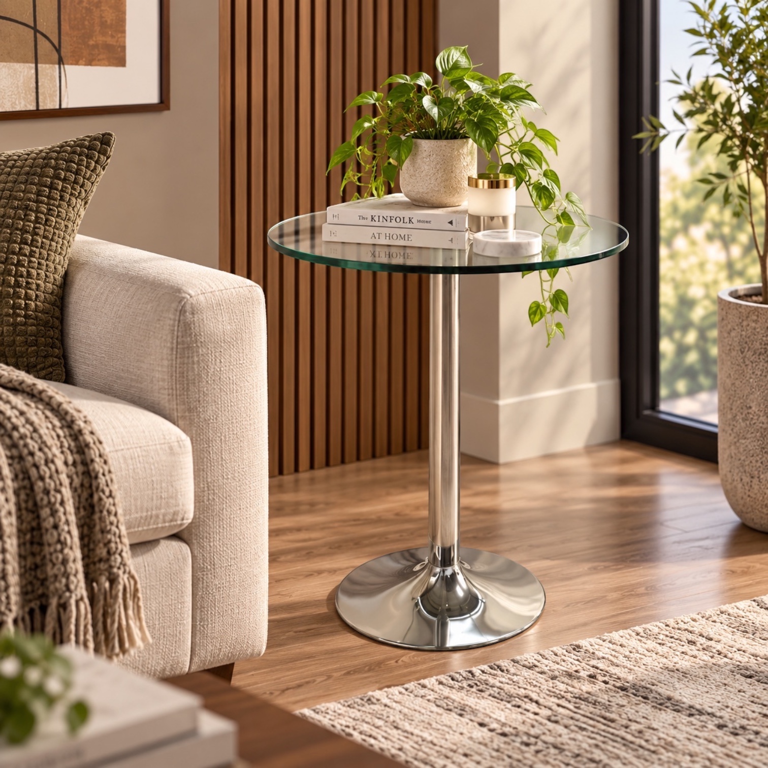 Hollis Round Glass Accent Table