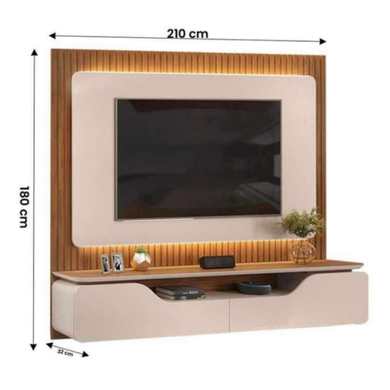Alternative view of Dovera Floating TV Wall Panel with Storage Console