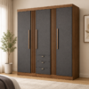 Aurelia Graphite 4-Door Wardrobe Cabinet with Drawers