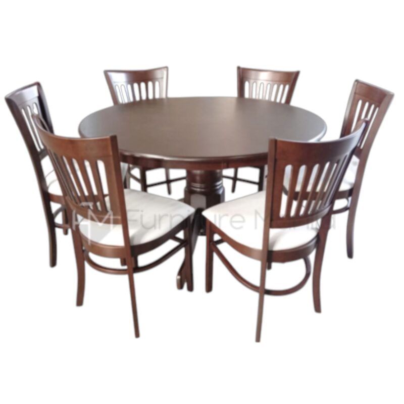 Circa Wenge Round 6-Seater Dining Set with Lazy Susan