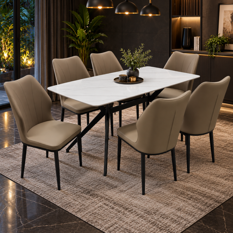 Havronelle 6-Seater Sintered Stone Dining Set