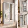Meldrisse Double-Mirror Metal Wardrobe – Grey