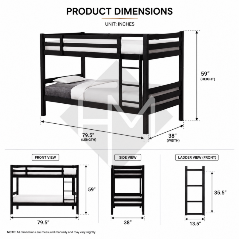 Alternative view of Everwood Solid Wood Single Bunk Bed Frame