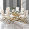 Ivorexia 6-Seater Gold & Glass Dining Set