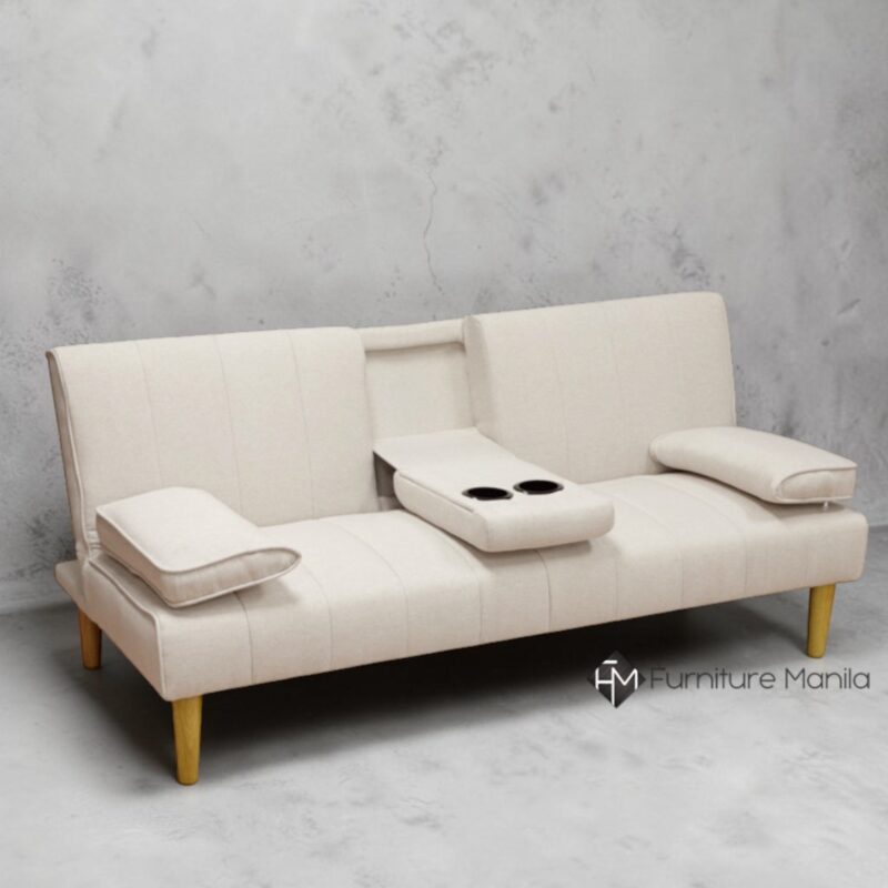 LoungeMate Convertible Sofa Bed w/ Center Console & Cup Holders