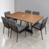 Havrixel 6-Seater Walnut Dining Set w/ Graphite Chairs
